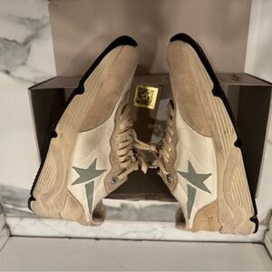 Golden Goose Running Sole Spezzata in White, Nude and Aquamarine 41 (10/10.5)